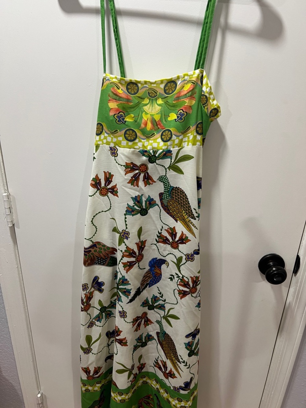 Original Use Green & White Bird-Print Maxi Sundress